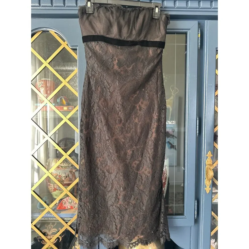 Vintage White by Vera Wang Black lace Strapless Dress Formal, Cocktail - Picture 1 of 9